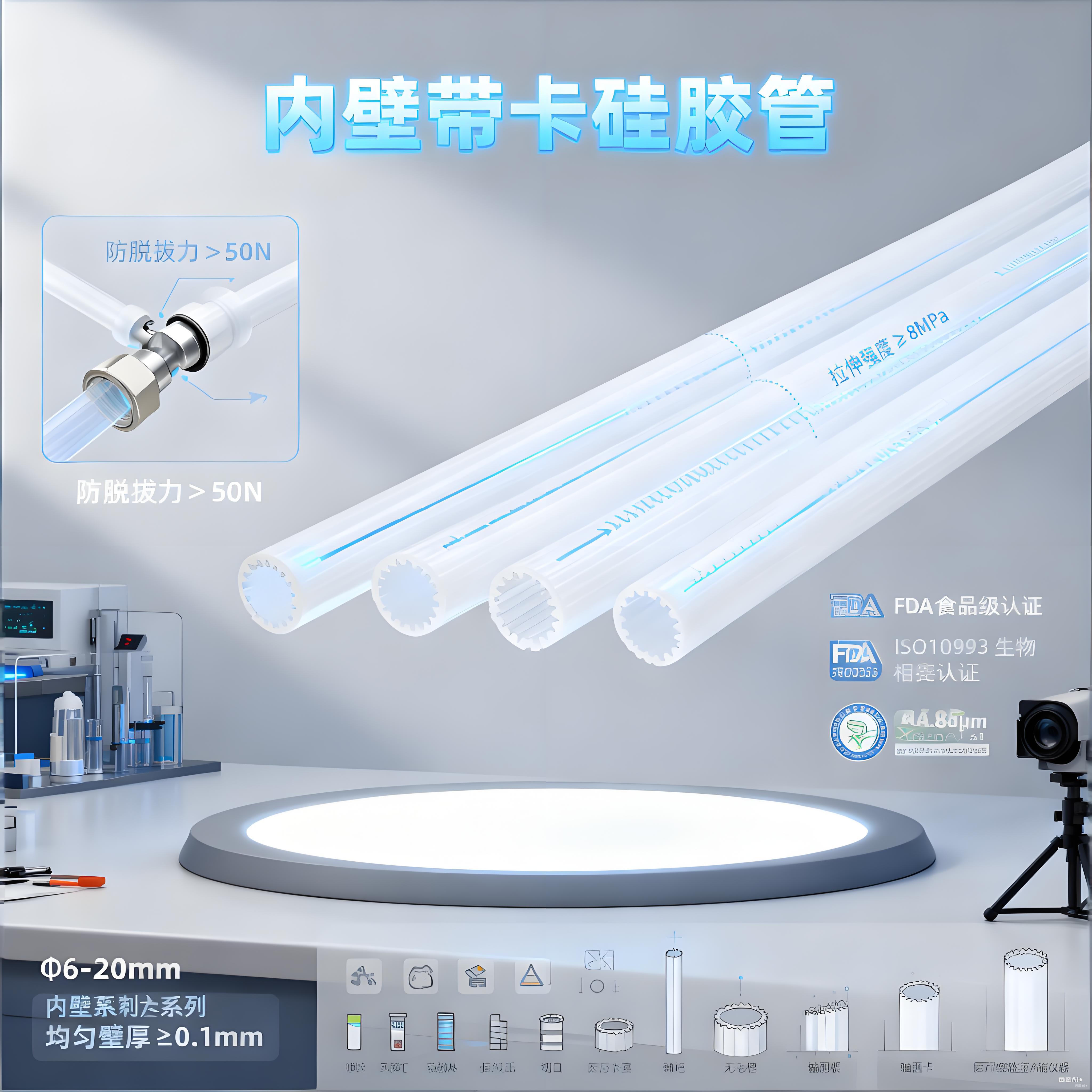 內(nèi)壁帶卡硅膠管