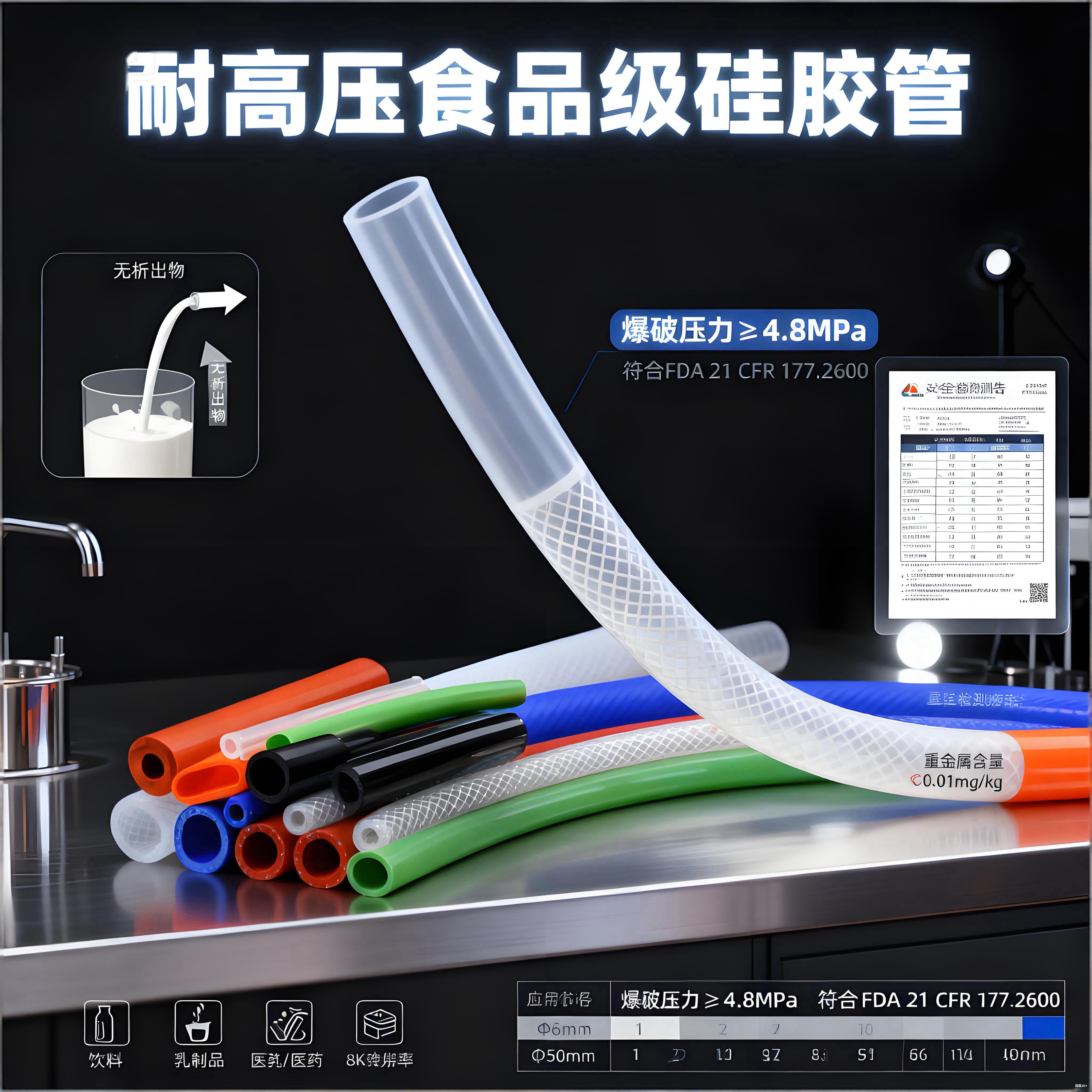 耐高壓食品級硅膠管